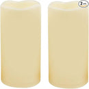 2 Waterproof Outdoor Battery Operated Flameless LED Pillar Candles with Timer Flickering Plastic Resin Electric Decorative Light for Lantern Patio Garden Home Party Wedding Decorations 3x6 Inch by GreenHaven Gardens