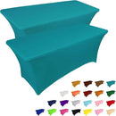 IVAPUPU 2 Pack 4FT Table Cloth for Rectangular Fitted Events Stretch Lake Blue Table Covers Washable Cover Spandex Tablecloth Protector for Party, Wedding, Cocktail, Banquet, Festival by CozyNest Decor
