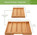 Bamboo Drawer Organizer, 2 Pack - Expandable Silverware Organizer & Utensil Drawer Organizer, Cutlery Tray with Dividers, 7-9 Slots - Premium Kitchen Organizer for Utensils & Flatware (Natural) by CozyNest Decor