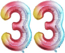 GOER 2 Pcs 42 Inch Rainbow Foil Balloons Number 3,Huge Number Balloons for 3rd 33rd Birthday Party Supplies Anniversary Decorations by TinyTreasures Baby Boutique