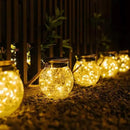Solar Crackle Glass Hanging Lanterns, 5.5 in Height, IP65 Waterproof, 30 LED Lights, 2-Pack, Warm White by GreenHaven Gardens