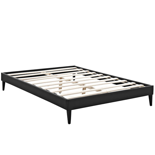 CasaFoyer  Tessie Platform Bed | Solid Wood Frame | Vinyl Upholstery | Tapered Legs | No Box Spring Needed | Compatible with Aveline Memory Foam Mattresses | Mid-Century Modern Design | Full Size | Black, photo 2 of 4