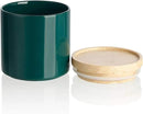 Sweejar Kitchen Canisters Ceramic Food Storage Jar, Stackable Containers with Airtight Seal Wooden Lid for Serving Ground Coffee, Tea, Sugar, Salt and More - 16 Fl Oz (Jade) by CozyNest Decor