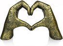 Top Brass Large Rustic Heart Hands Sculpture, 9 3/4” Resin Love Statue – Romantic Decor Accent for Shelf or Mantel – Perfect for Wedding, Valentine's Day or Anniversary (Weathered Bronze) by CozyNest Decor