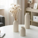 Ceramic Vase Set-3, Small Flower Vases for Decor, Modern Boho Farmhouse Style, Decorative Vases for Pampas Grass & Dried Flowers, Distressed Finish (Beige) by GreenHaven Gardens