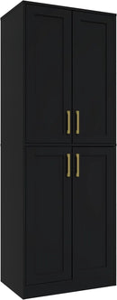 Tall Storage Cabinet with Doors & Shelf for Bathroom, Living Room, Entryway - Black by CozyNest Decor