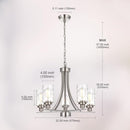 BONLICHT 5 Light Modern Chandeliers Brushed Nickel Kitchen Island Dining Room Lighting Fixtures Ceiling Hanging Clear Hammered Glass Pendant Lamp Transitional Pendant Lights for Living Room Foyer by CozyNest Decor