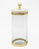 Godinger Canister Storage Container, Glass Storage Canister, Marble with Gold Band - 4x8 by CozyNest Decor