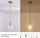 Brass Pendant Lights Kitchen Island,Modern Farmhouse Clear Glass Pendant Light,Gold Light Fixture Kitchen Pendant Mini Hanging Light Fixture for Sink (Brass 2 Pack stem Rod) by CozyNest Decor