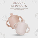 Silicone Sippy Cups with Easy Grip Transition Handles and a Soft Spout. A Non Toxic No Spill Unbreakable Training Cup 150ml/5oz |2-PACK Pink and Cream| by TinyTreasures Baby Boutique