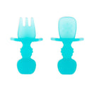 Bumkins Baby Utensils Set, Chewtensils Silicone Spoons for Dipping, Self-Feeding, Baby Led Weaning, Trainer Learning, First Stage Eating, Soft Practice Fork and Spoon, Babies 6 Months, Blue Jelly by TinyTreasures Baby Boutique