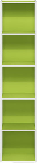 Furinno Luder Bookcase / Book / Storage, 5-Tier Cube, Green/White by TinyTreasures Baby Boutique