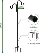 Double Shepherds Hooks for Outdoor, Bird Feeder Pole with 5 Prongs Base, Heavy Duty Garden Hook for Lantern, Wind Chime and Hummingbird Feeder, 92 Inch, 2 Pack by GreenHaven Gardens