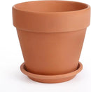 INGOFIN 12 Inch Terracotta Pot with Saucer - Ceramic Clay Pot for Plants with Drainage Hole, Large Terra Cotta Flower Planter with Tray for Indoor Outdoor Plants by CozyNest Decor