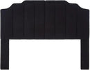 24KF Black Teddy Fabric Tufted for Queen Upholstered Headboard, Modern Vertical Channel Design Full Headboard with Stepped Silhouette Top Edge, 6026-Q-Teddy Black by CozyNest Decor