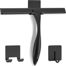 All-Purpose Stainless Steel Shower Squeegee for Shower Doors with 2 Adhesive Hooks, Bathroom Cleaner Tool Household Window Mirror Squeegee for Home Cleaning, Glass Door, Tile Wall, Car, 12 Inch Black by CozyNest Decor