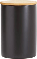 Farmlyn Creek Set of 3 Matte Black Kitchen Canister with Airtight Wooden Bamboo Lids, Kitchen Counter Containers, Food Storage Jars, Ideal for Storing Sugar, Coffee and Other Dry Goods, (3 Sizes) by CozyNest Decor