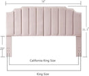 24KF Pink Velvet Tufted King Upholstered Headboard, Modern Vertical Channel Design California King Headboard with Stepped Silhouette Top Edge, Pink by CozyNest Decor