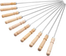 HAKSEN 16 inch Kabob Skewers with Wood Handle for BBQ Camping Cookware Campfire Grilling Cooking, Stainless Steel, 10PCS by GreenHaven Gardens