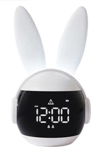 Kids Alarm Clock for Kids, Bunny Alarm Clocks for Girls Boys, White Kid Alarm Clock with Ringtones & Night Light Rechargeable Snoozing by TinyTreasures Baby Boutique