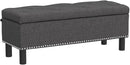 Furniliving Ottoman Bench with Storage, Folding Storage Ottoman Bench with Wood Legs, Upholstered Bedroom Bench with Button-Tufted, Entryway Bench Storage Bench for Bedroom, Linen (Darkgrey) by CozyNest Decor