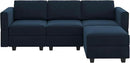 Belffin Convertible Sectional Sofa with Chaise Velvet L Shaped Sofa Couch Modular Sectional Sofa with Storage Blue by CozyNest Decor