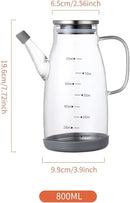 Large Glass Oil Dispenser Bottle for Kitchen Cooking Recipiente Para Aceite De Cocina Olive Oil Vinegar Dispenser Cruet Stainless Steel Lid No Drip Liquid Container (Clear, 27oz / 800ml) by CozyNest Decor