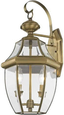 Livex Lighting 2251-07 Monterey 2 Light Outdoor Bronze Finish Solid Brass Wall Lantern with Clear Beveled Glass, 20.25" x 10.5" x 20.25" by GreenHaven Gardens