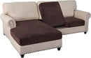 PrinceDeco Sectional Couch Covers 3 Pieces Velvet Sofa Covers L Shape Soft Couch Covers for Sectional Sofa Corner Sofa Cover Couch Cover for Dogs Washable (2 Seater + 1 Chaise,Brown) by CozyNest Decor