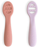 mushie Silicone First Feeding Baby Spoons | 2 Pack (Rose/Soft Lilac) by TinyTreasures Baby Boutique