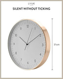 LUUK LIFESTYLE Silent Quartz Wall Clock, Nordic and Minimalist Design, Interior Decoration for Living Room, Kitchen, Bedroom, White and Gold by CozyNest Decor