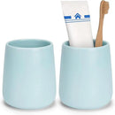 Bathroom Tumbler Cup Ceramic 2Pcs 13.5oz Reusable Toothbrush Cup 400ml,Toothbrush Holder Adequate for Your Bathroom (Cyan) by CozyNest Decor