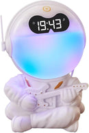 Astronaut Kids Sunrise Alarm Clock, 7 Dimmable Light Wake Clock for Teens, White Noise Bluetooth Speaker with 9 Soothing Sounds, Best Modern Alarm Clock for Heavy Sleepers, Adults, Boys in Bedroom by TinyTreasures Baby Boutique