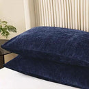 CaliTime Throw Pillow Covers Decorative 20 X 26 Inches Pack of 2 Cozy Chenille Standard Pillow Shams Cases for Couch Sofa Bed Living Room Home Navy Blue