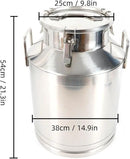 Stainless Steel Milk Can, 50L/13.2 Gallon Heavy Duty Airtight Storage Canister Milk Bucket with Lid, Embedded Silicone Milk Jug Wine Pail Water Cereals Bucket with Three Latches and Two Handles by CozyNest Decor