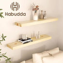 Habudda Floating Shelves for Wall, Solid Pine Wood Shelf for Bathroom Bedroom Kitchen, Rustic Room Decor, Wall Mounted, 30 Inches Long, Set of 2, Natural by CozyNest Decor