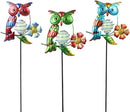 Set of 3 Owl Decorative Garden Stakes,Glow in The Dark Metal Yard Art,Waterproof Stakes Decorative for Outside,Metal Garden Decor for Mom,Women,Yard Lover by CozyNest Decor