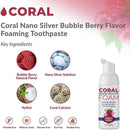 Coral Nano Silver Kids Fluoride Free Foaming Bubble Berry Coral Calcium Toothpaste, Natural Formula, SLS and Glycerin Free - 4 Ounce by CozyNest Decor