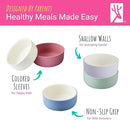 Elk and Friends Kids Porcelain Bowls with Silicone Sleeve | Kids/Toddler/Baby Feeding | Microwave & Dishwasher Safe | Non slip | Cereal/Soup/Snack Dishes & Dinnerware by TinyTreasures Baby Boutique
