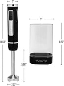 OVENTE Cordless Immersion Hand Blender, Rechargeable Handheld Portable Stick Mixer with 8 Mixing Speed Option, One-Touch Control and Stainless Steel Blades for Smoothies, Shakes or Soups, Black HR781B by TinyTreasures Baby Boutique