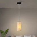 Alabaster Pendant Light Kitchen Island, H-9.5in Black Pendant Light Fixtures with Natural Marble Shade, Adjustable Ceiling Pendant for Dining Room, Living Room, Bedroom & Bathroom by CozyNest Decor