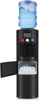 ICEPURE Water Dispenser with Ice Maker, 3-in-1 Hot and Cold Water Cooler with Built-in Bullet Ice Maker Machine, 26.5lbs/24H, Top Loading for 3-5 Gallon Bottle, Child Safety Lock, Black by CozyNest Decor