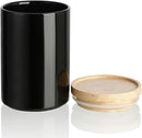 Sweejar Kitchen Canisters Ceramic Food Storage Jar, Stackable Containers with Airtight Seal Wooden Lid for Serving Ground Coffee, Tea, Sugar, Salt and More - 28 Fl Oz (Black) by CozyNest Decor