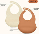 Silicone Baby Feeding Set, Baby Led Weaning Supplies, Baby Spoons Suction Divided Plate Bib Cup, First Stage Solid Food Eating Utensils - 6+ Months(Orange-Beige) by TinyTreasures Baby Boutique
