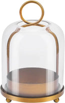 5"x7.5" Versatile Modern Metal Hurricane Lantern with Handmade Sturdy Glass Dome for 3" Pillar Candle & Plants (Brass, 5"x7.5" for 3" Pillar) by CozyNest Decor