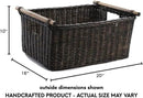 The Basket Lady Pole Handle Wicker Storage Basket, Extra Large, 20 in L x 16 in W x 10 in H, Sandstone by GreenHaven Gardens
