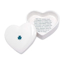 Baptism Gift, First Communion Gift, or Confirmation Gift, Handmade Heart Ceramic Keepsake Box with Irish Blessing and Shamrock in Green by TinyTreasures Baby Boutique