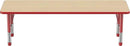 Factory Direct Partners FDP Rectangle Activity School and Classroom Kids Table (24 x 72 inch), Chunky Toddler Legs, Adjustable Table Height 15-24 inches - Maple Top and Red Edge