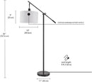GLOBE Electric 67525 Avellino 66" Floor Lamp, Matte Black, White Linen Shade, Stepless Rotary Dimmer Switch on Socket by CozyNest Decor