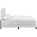 CasaFoyer Amelia Full Bed | Luxurious Upholstered Fabric | Button-Tufted Headboard | Solid Wood Construction | Non-Marking Wood Legs | Box Spring Required | 800 lbs Weight Capacity | White
